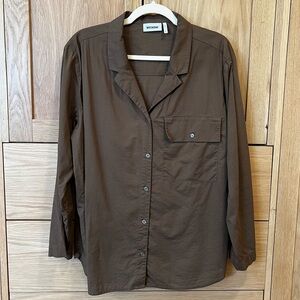 Weekday Mira Long Sleeve Blouse Brown Size Medium Contemporary Minimalist